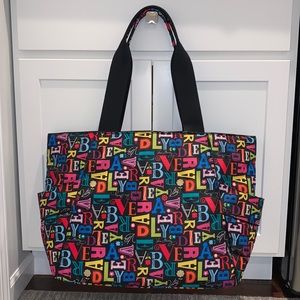 Vera Bradley Frill X large travel bag /tote, NWOT, vibrant multicolor black, red